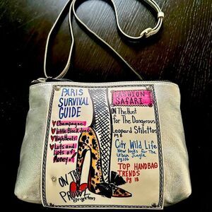 Brighton silver, leather Stiletto crossbody bag.